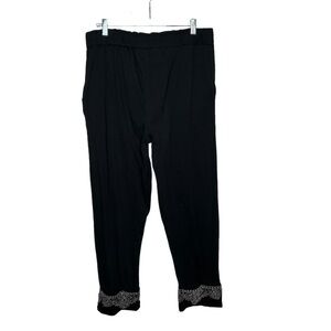 Love Sam Anthropologie Womens Size Large Black Beaded Cuff Pants Embellished